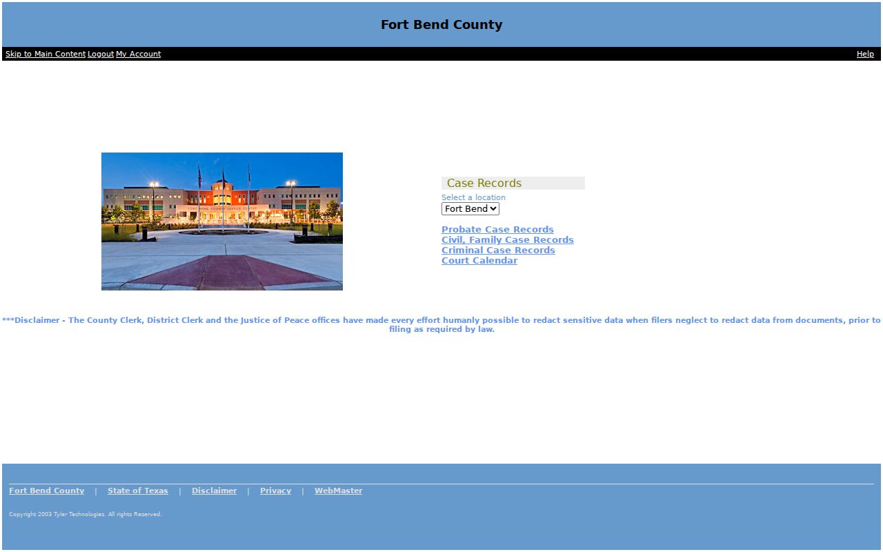 Missouri City residents directory Fort Bend Tyler court search portal