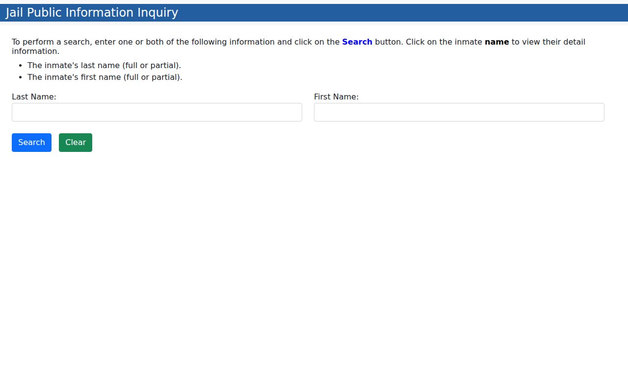 Missouri City neighbors reference showing Fort Bend Jail Public Information Inquiry search fields